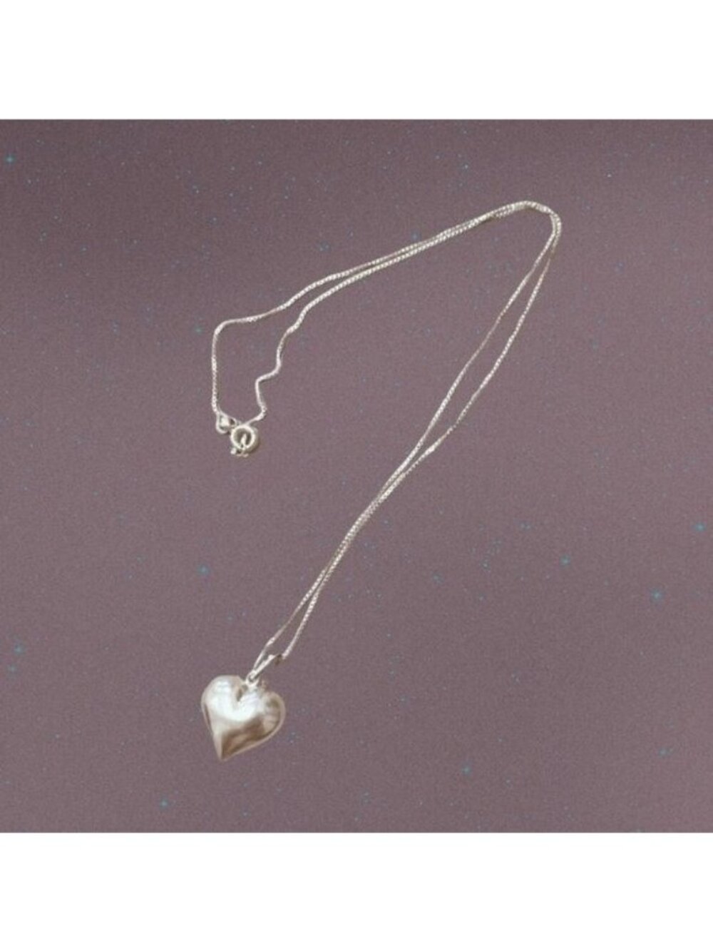 Sterling Silver Puffed Heart Pendant Necklace Delicate Box Chain